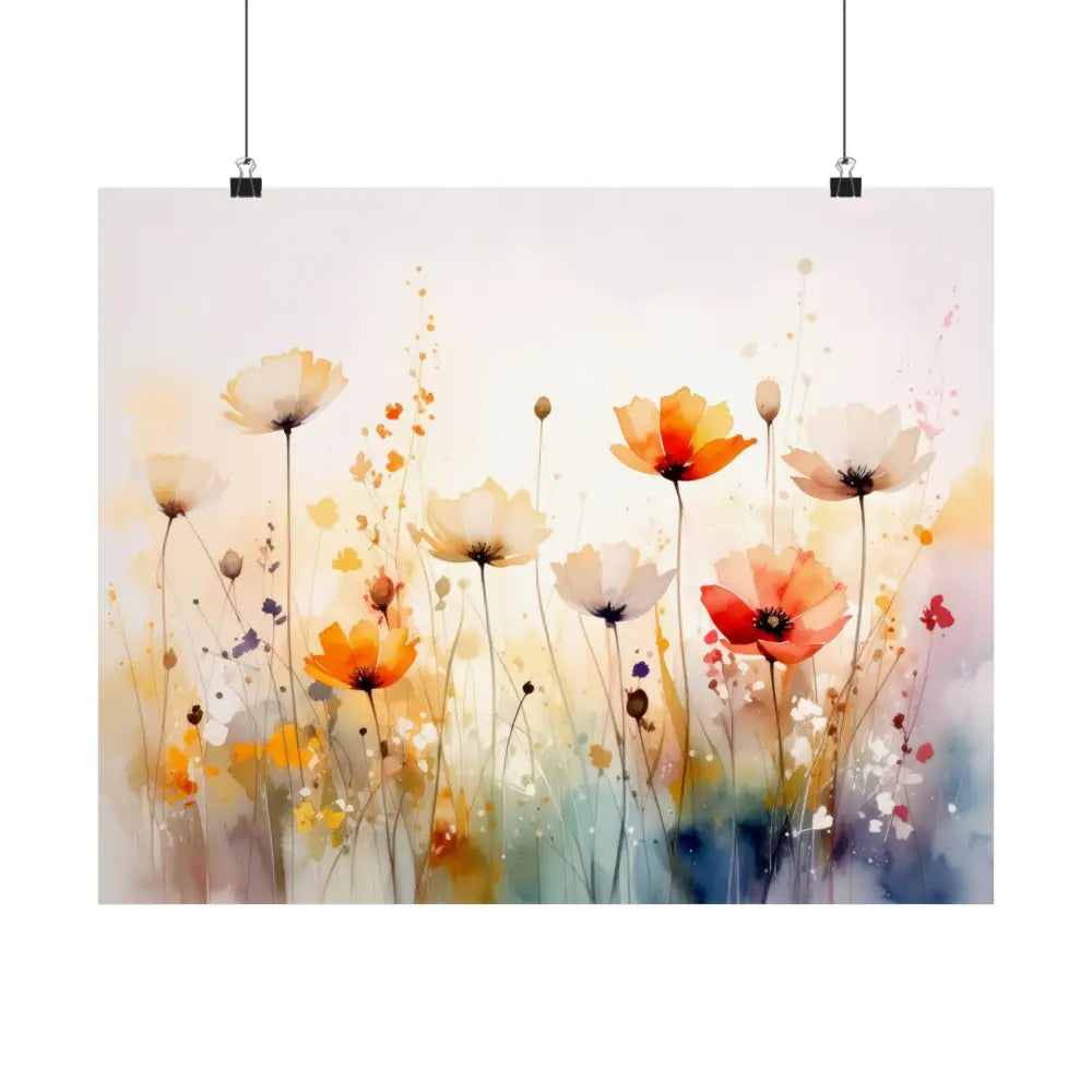 Meadow Symphony: Wildflower Watercolor Landscape Impressionist Summer Fields Poster Poster