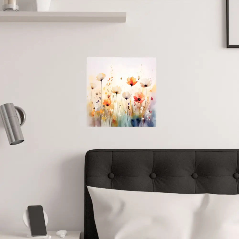Meadow Symphony: Wildflower Watercolor Landscape Impressionist Summer Fields Poster Poster