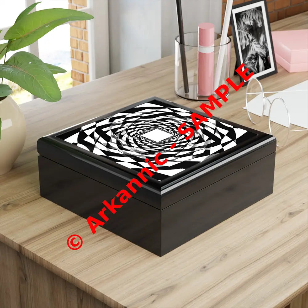 Modern Geometric Jewelry Box Black and White Decorative Storage Elegant Gift for Her Stylish Home Decor Keepsake