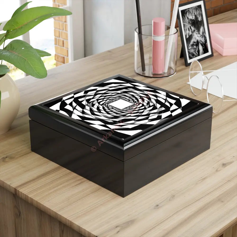 Modern Geometric Jewelry Box Black and White Decorative Storage Elegant Gift for Her Stylish Home Decor Keepsake