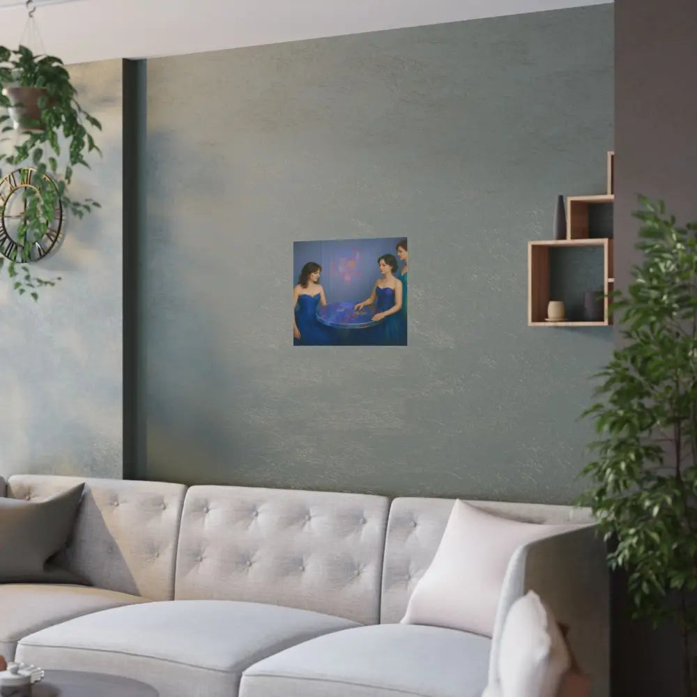 Moments of Reflection: Elegant Evening Gathering Dreamlike Blue Composition Poster Poster