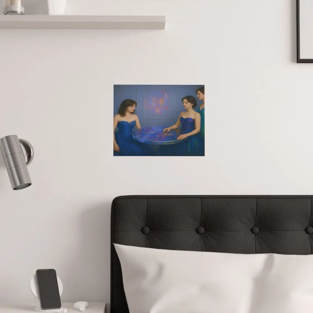 Moments of Reflection: Elegant Evening Gathering Dreamlike Blue Composition Poster Poster
