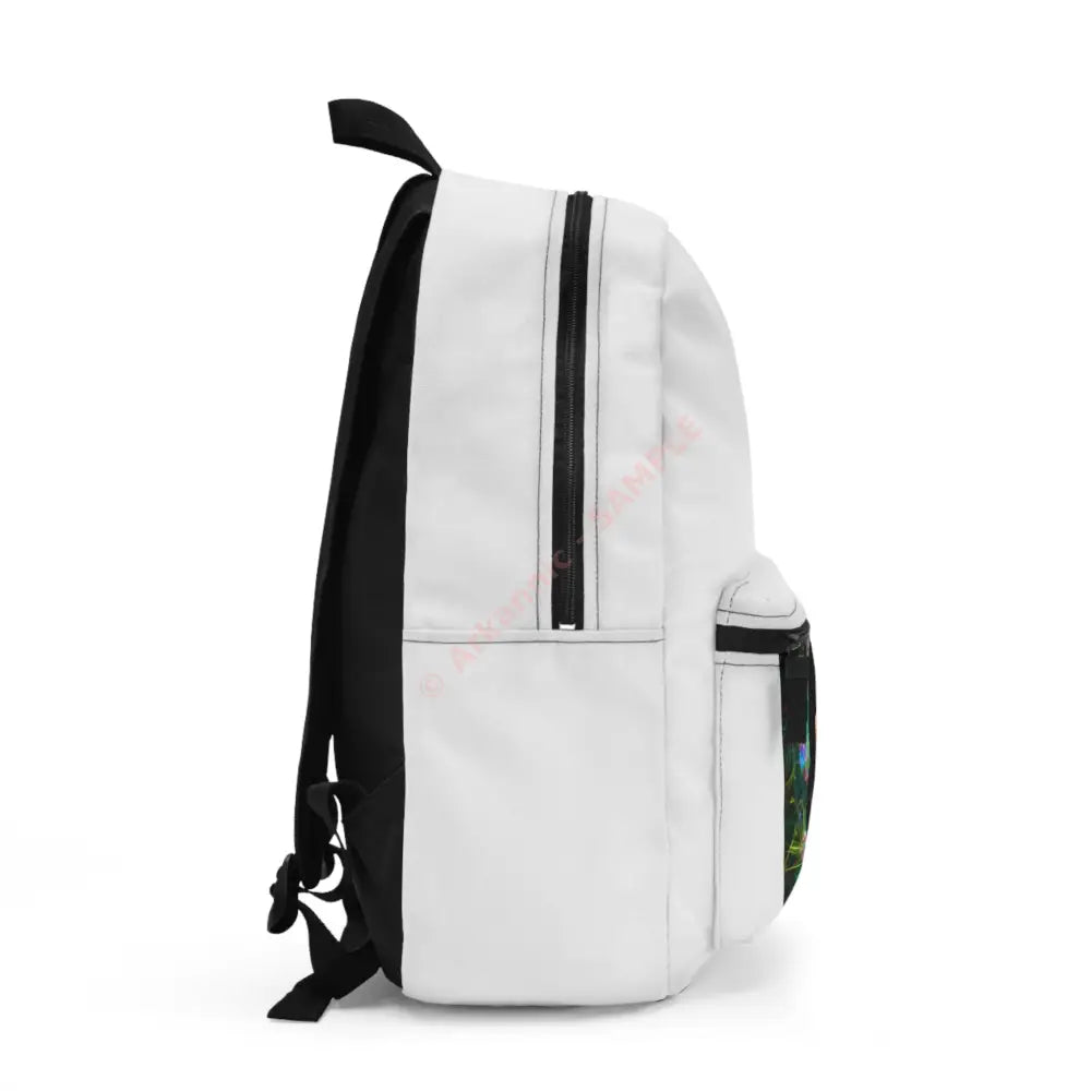 Neon Harmony: Psychedelic Portrait Curly-Haired Companion Digital Surrealism Backpack One size Bags