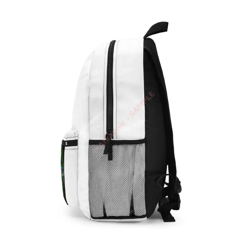 Neon Harmony: Psychedelic Portrait Curly-Haired Companion Digital Surrealism Backpack One size Bags
