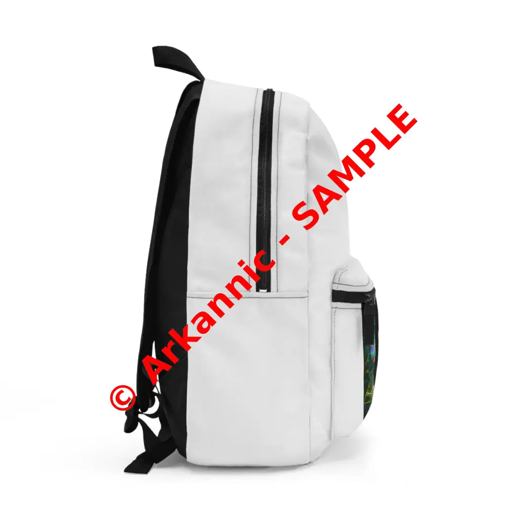 Neon Harmony: Psychedelic Portrait Curly-Haired Companion Digital Surrealism Backpack One size Bags