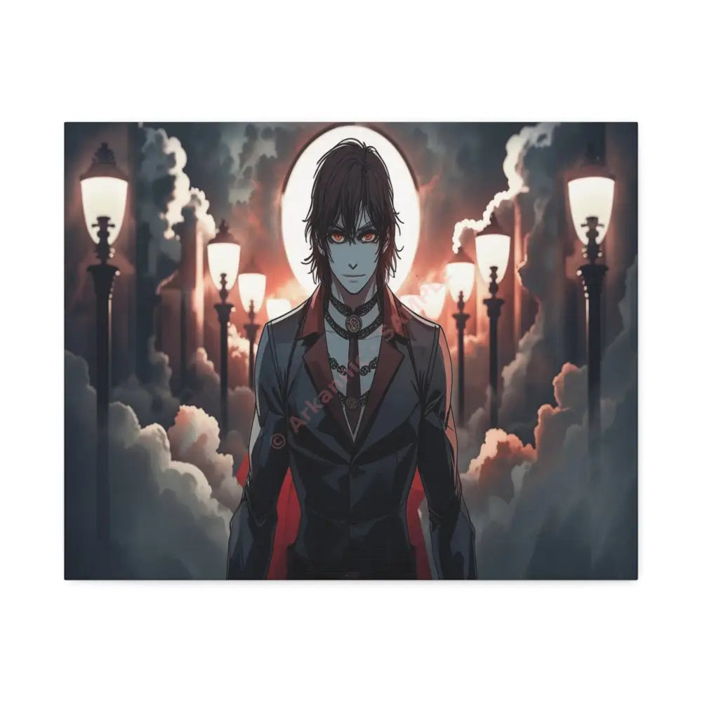 Nocturnal Enigma: Moonlit Gothic Fantasy Anime Digital Art Portrait Canvas Print 20″ x 16″ (Horizontal) / 1.5’’ Canvas