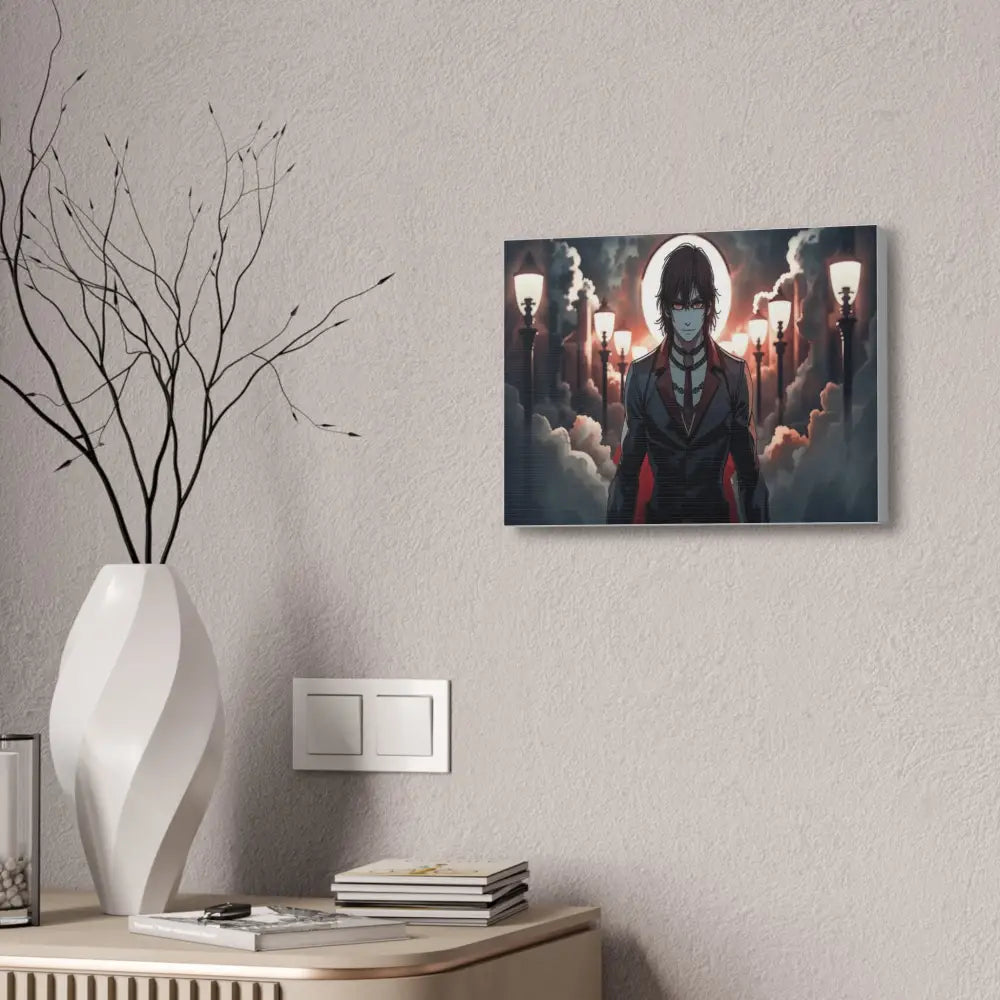 Nocturnal Enigma: Moonlit Gothic Fantasy Anime Digital Art Portrait Canvas Print Canvas
