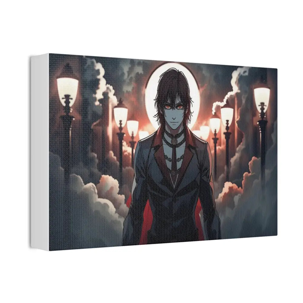 Nocturnal Enigma: Moonlit Gothic Fantasy Anime Digital Art Portrait Canvas Print Canvas