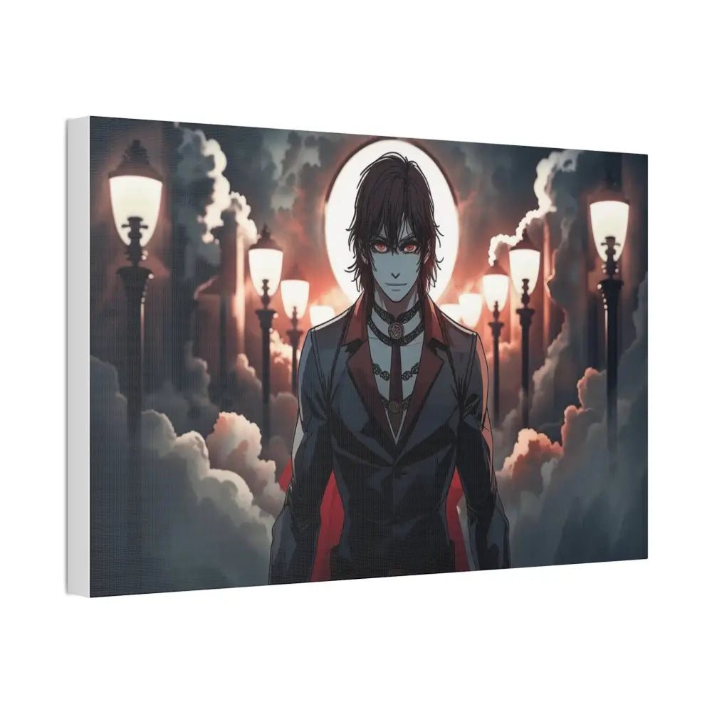 Nocturnal Enigma: Moonlit Gothic Fantasy Anime Digital Art Portrait Canvas Print Canvas