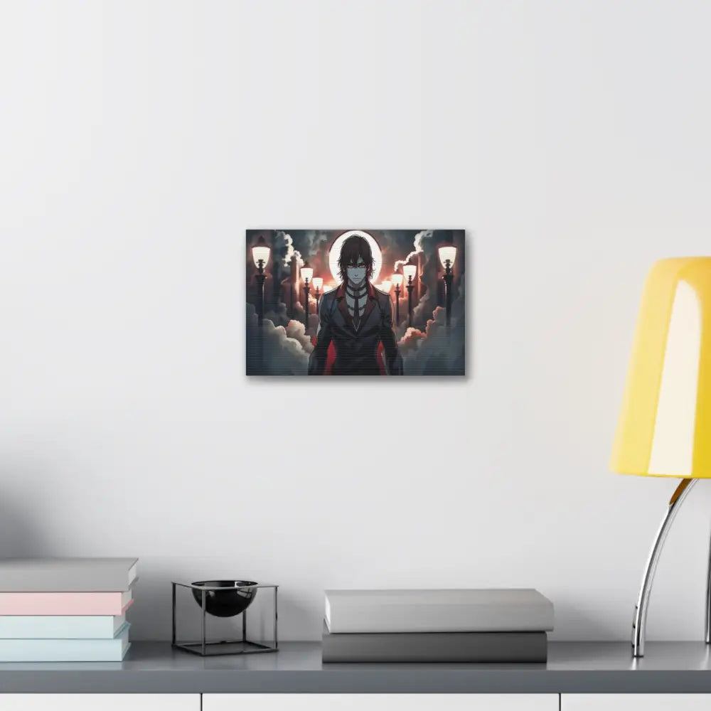 Nocturnal Enigma: Moonlit Gothic Fantasy Anime Digital Art Portrait Canvas Print Canvas