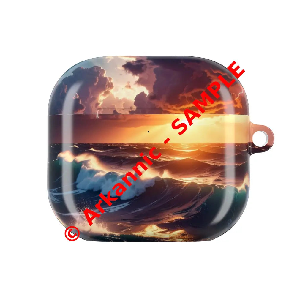 Ocean Sunset AirPod Case Sea Waves Cover Coastal Artwork Protectors Beach Lover Gift Trendy Tech Accessories AirPods
