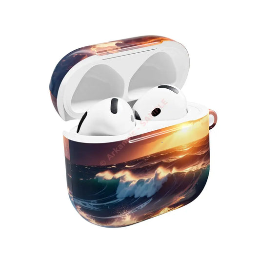 Ocean Sunset AirPod Case Sea Waves Cover Coastal Artwork Protectors Beach Lover Gift Trendy Tech Accessories AirPods