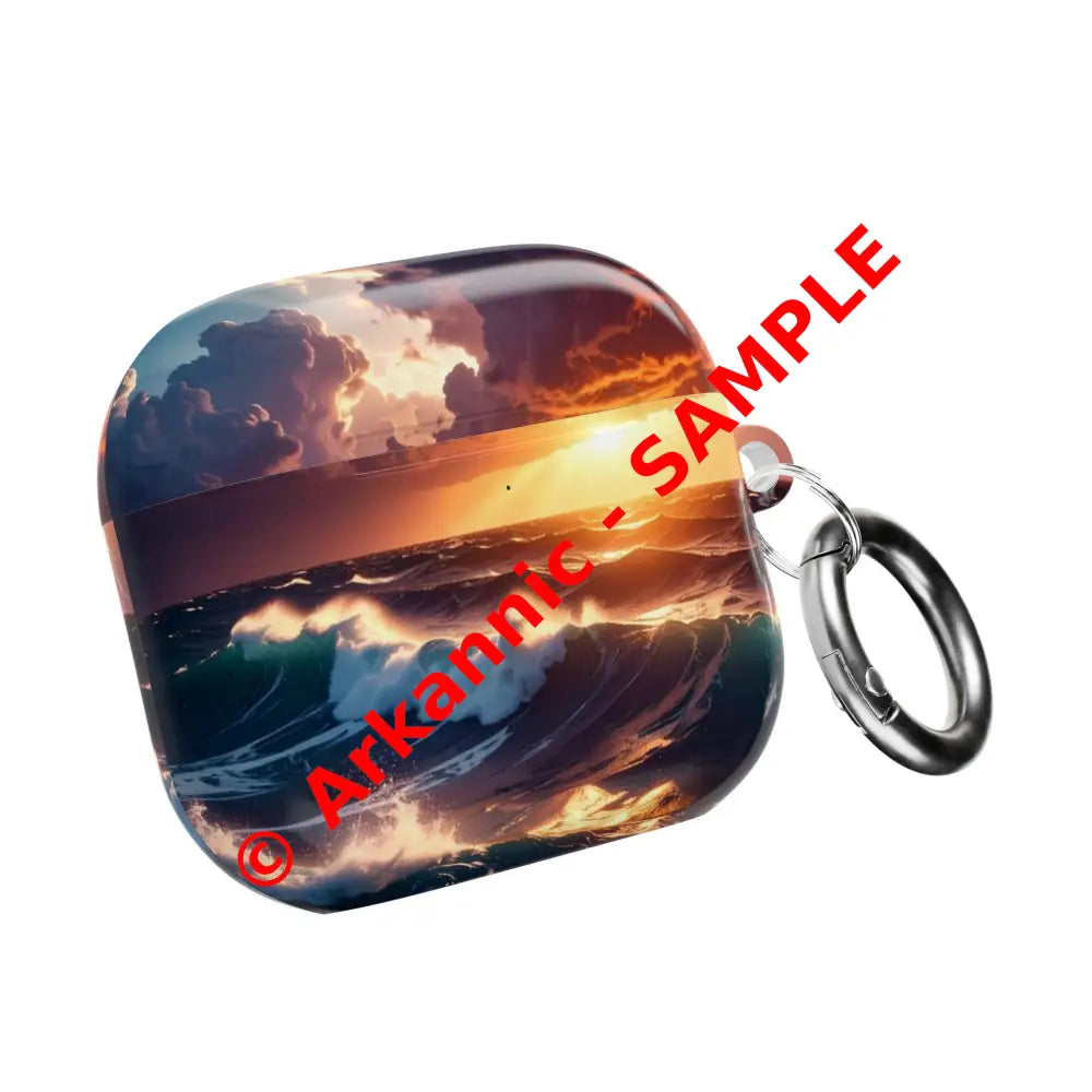 Ocean Sunset AirPod Case Sea Waves Cover Coastal Artwork Protectors Beach Lover Gift Trendy Tech Accessories AirPods