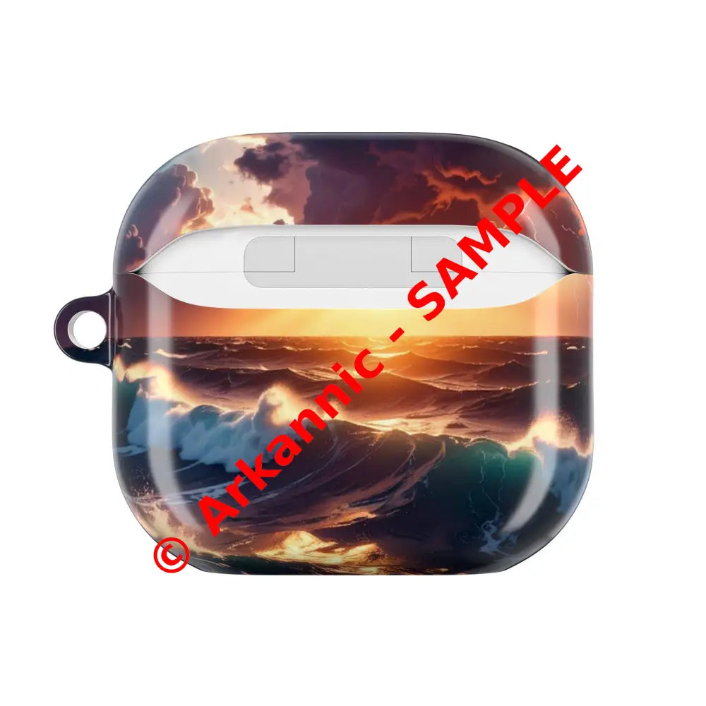 Ocean Sunset AirPod Case Sea Waves Cover Coastal Artwork Protectors Beach Lover Gift Trendy Tech Accessories AirPods