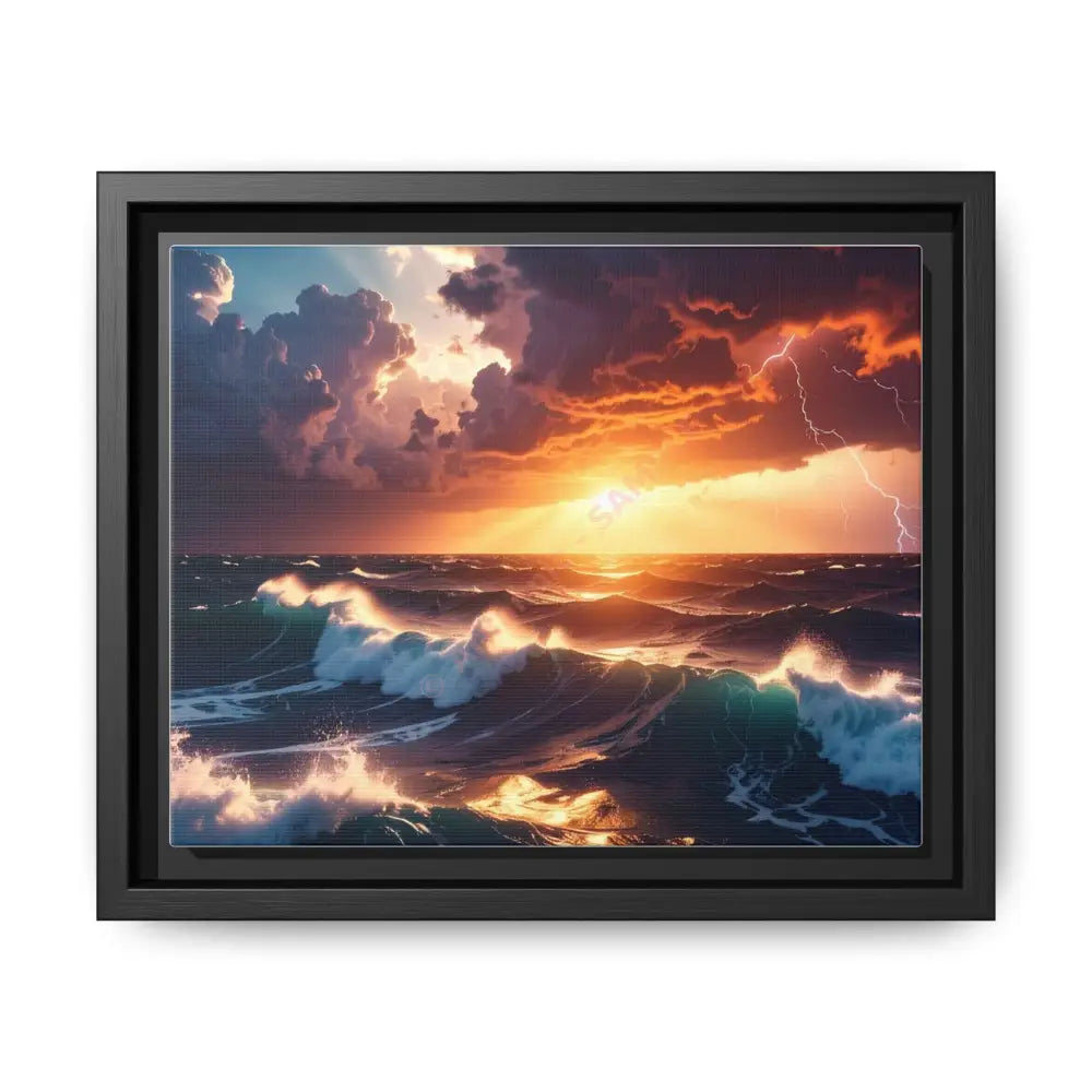 Ocean Sunset Framed Canvas Art Seascape Wall Art Coastal Theme Home Decor Perfect Gift for Nature Lovers 10″ x 8″