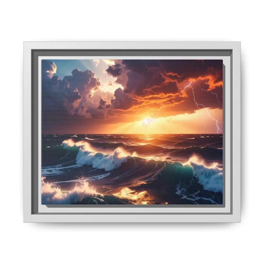 Ocean Sunset Framed Canvas Art Seascape Wall Art Coastal Theme Home Decor Perfect Gift for Nature Lovers 10″ x 8″