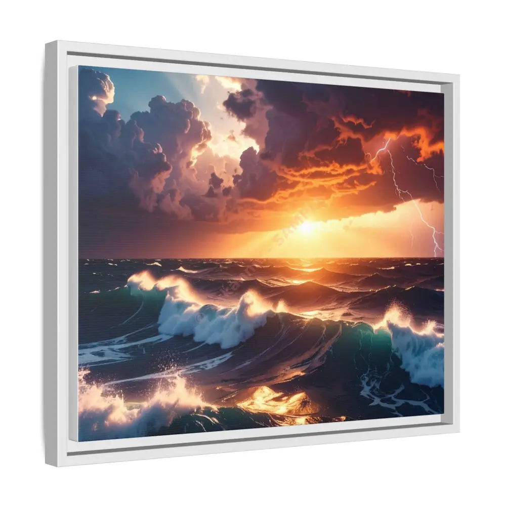 Ocean Sunset Framed Canvas Art Seascape Wall Art Coastal Theme Home Decor Perfect Gift for Nature Lovers Canvas