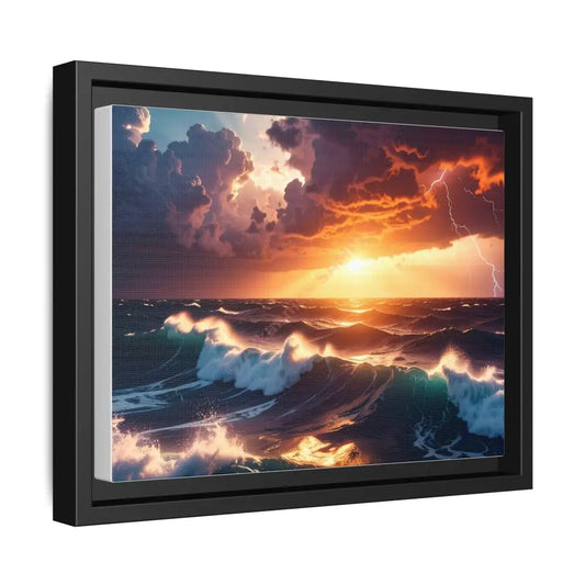 Ocean Sunset Framed Canvas Art Seascape Wall Art Coastal Theme Home Decor Perfect Gift for Nature Lovers 12’’ x 9’’