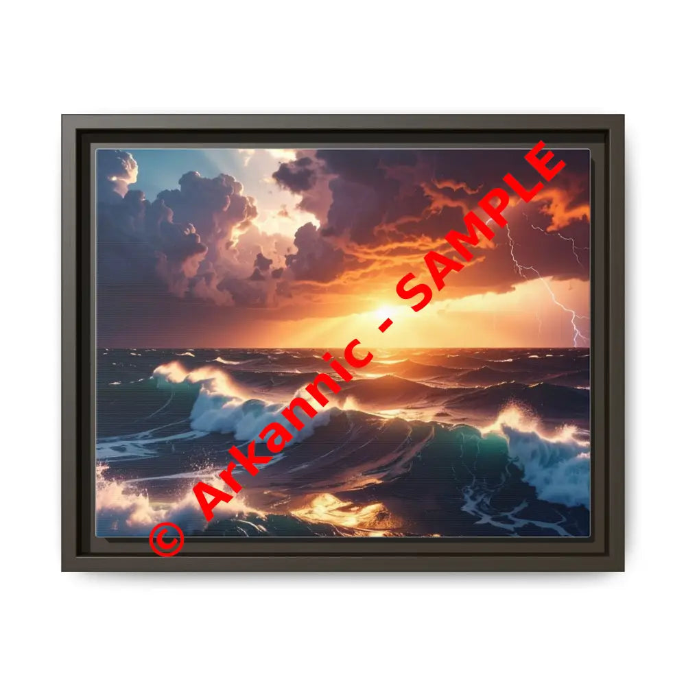 Ocean Sunset Framed Canvas Art Seascape Wall Art Coastal Theme Home Decor Perfect Gift for Nature Lovers 14″ x 11″