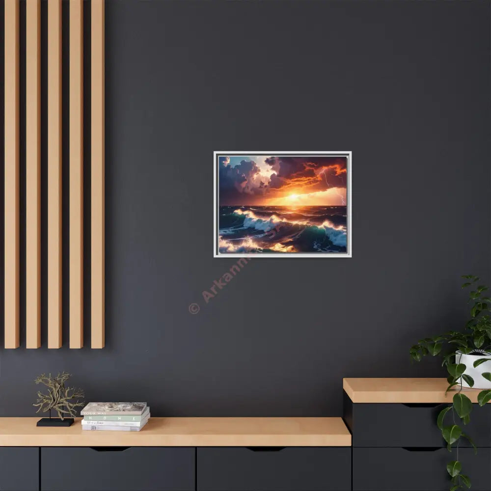 Ocean Sunset Framed Canvas Art Seascape Wall Art Coastal Theme Home Decor Perfect Gift for Nature Lovers Canvas