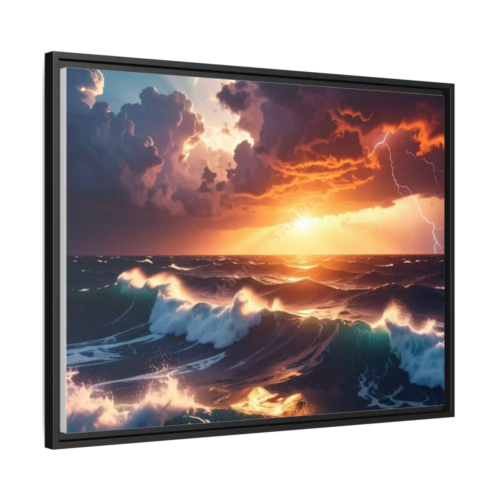 Ocean Sunset Framed Canvas Art Seascape Wall Art Coastal Theme Home Decor Perfect Gift for Nature Lovers Canvas