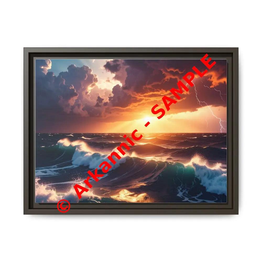 Ocean Sunset Framed Canvas Art Seascape Wall Art Coastal Theme Home Decor Perfect Gift for Nature Lovers 16″ x 12″
