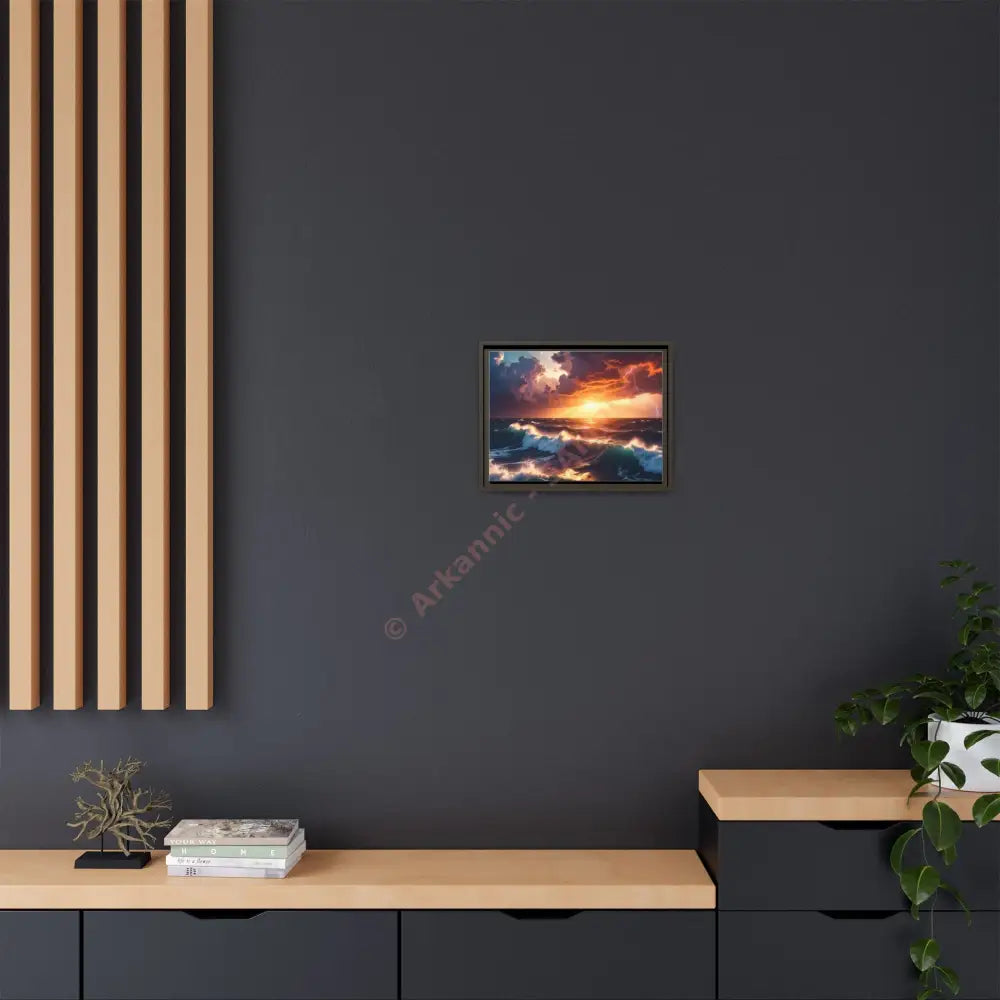 Ocean Sunset Framed Canvas Art Seascape Wall Art Coastal Theme Home Decor Perfect Gift for Nature Lovers Canvas