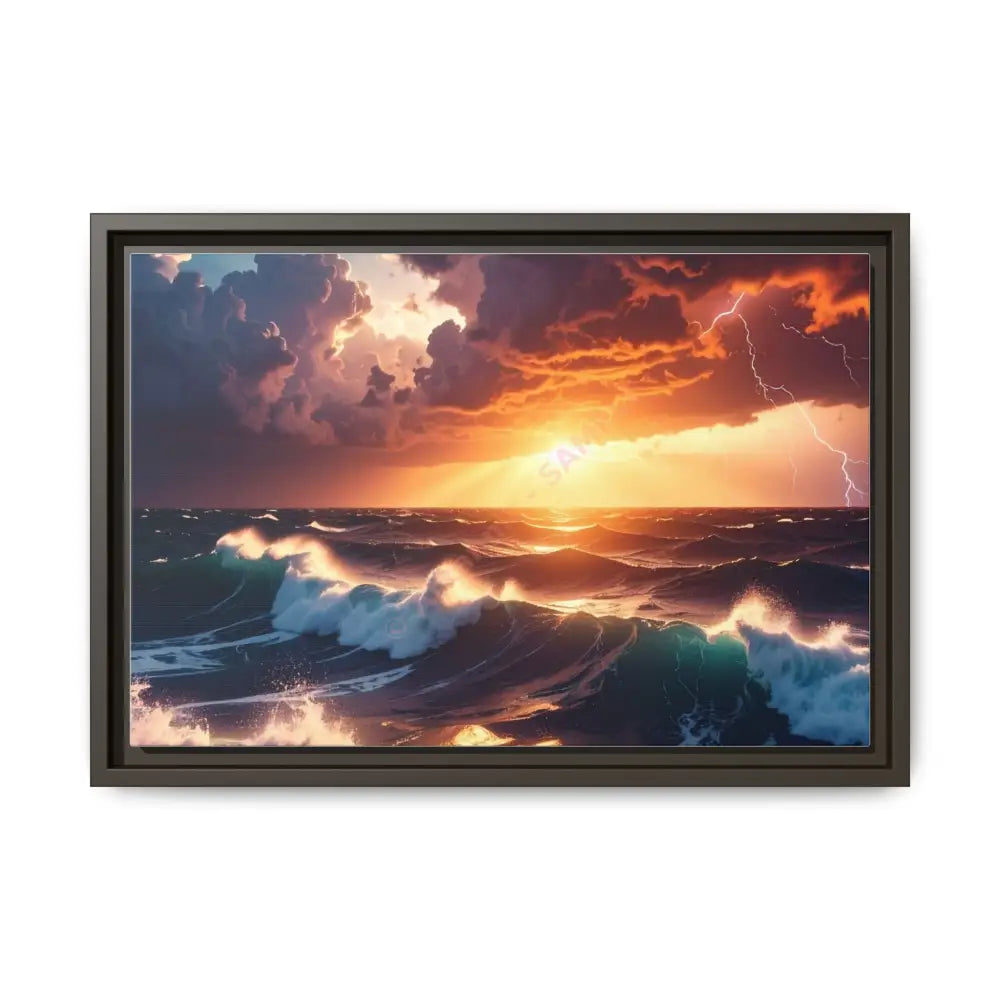 Ocean Sunset Framed Canvas Art Seascape Wall Art Coastal Theme Home Decor Perfect Gift for Nature Lovers 18″ x 12″