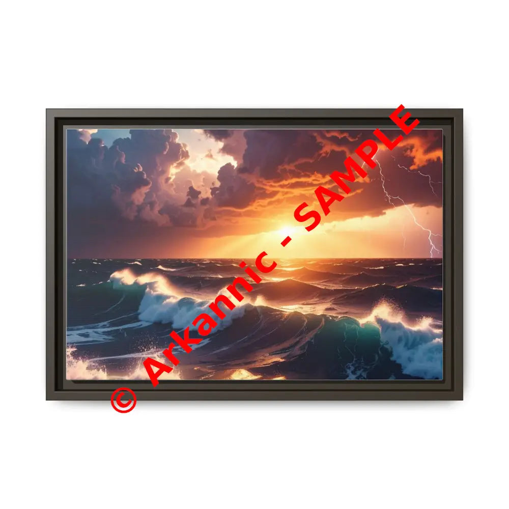 Ocean Sunset Framed Canvas Art Seascape Wall Art Coastal Theme Home Decor Perfect Gift for Nature Lovers 18″ x 12″