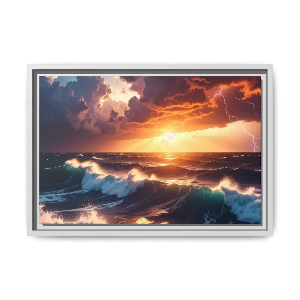 Ocean Sunset Framed Canvas Art Seascape Wall Art Coastal Theme Home Decor Perfect Gift for Nature Lovers 18″ x 12″