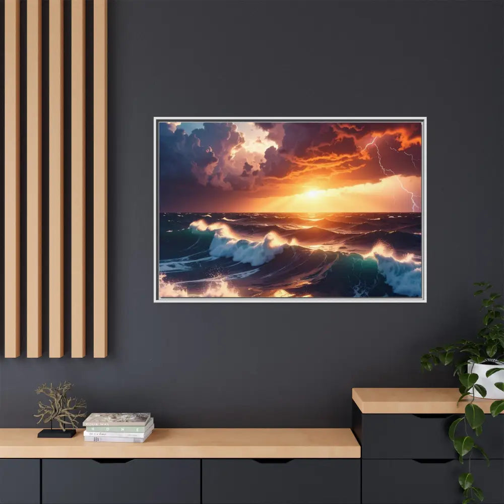 Ocean Sunset Framed Canvas Art Seascape Wall Art Coastal Theme Home Decor Perfect Gift for Nature Lovers Canvas