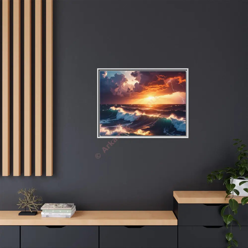 Ocean Sunset Framed Canvas Art Seascape Wall Art Coastal Theme Home Decor Perfect Gift for Nature Lovers Canvas