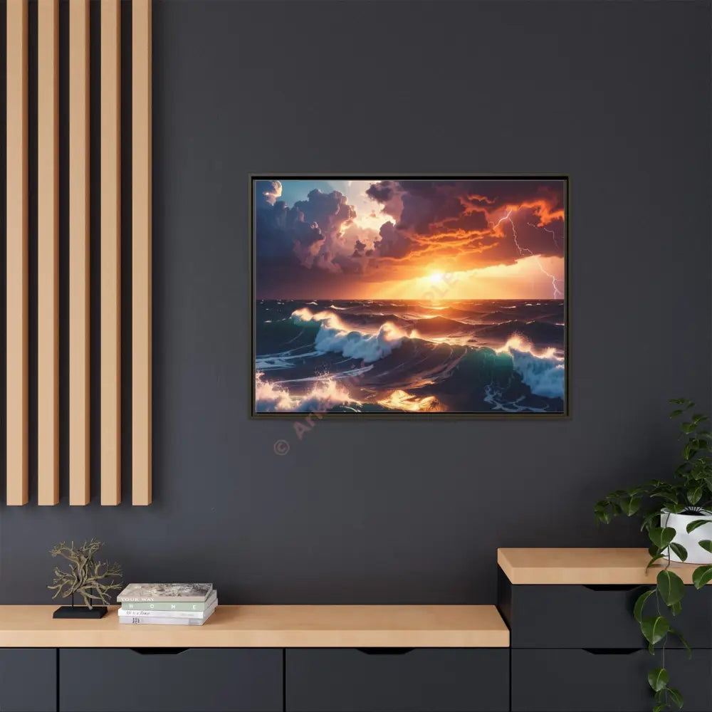 Ocean Sunset Framed Canvas Art Seascape Wall Art Coastal Theme Home Decor Perfect Gift for Nature Lovers Canvas