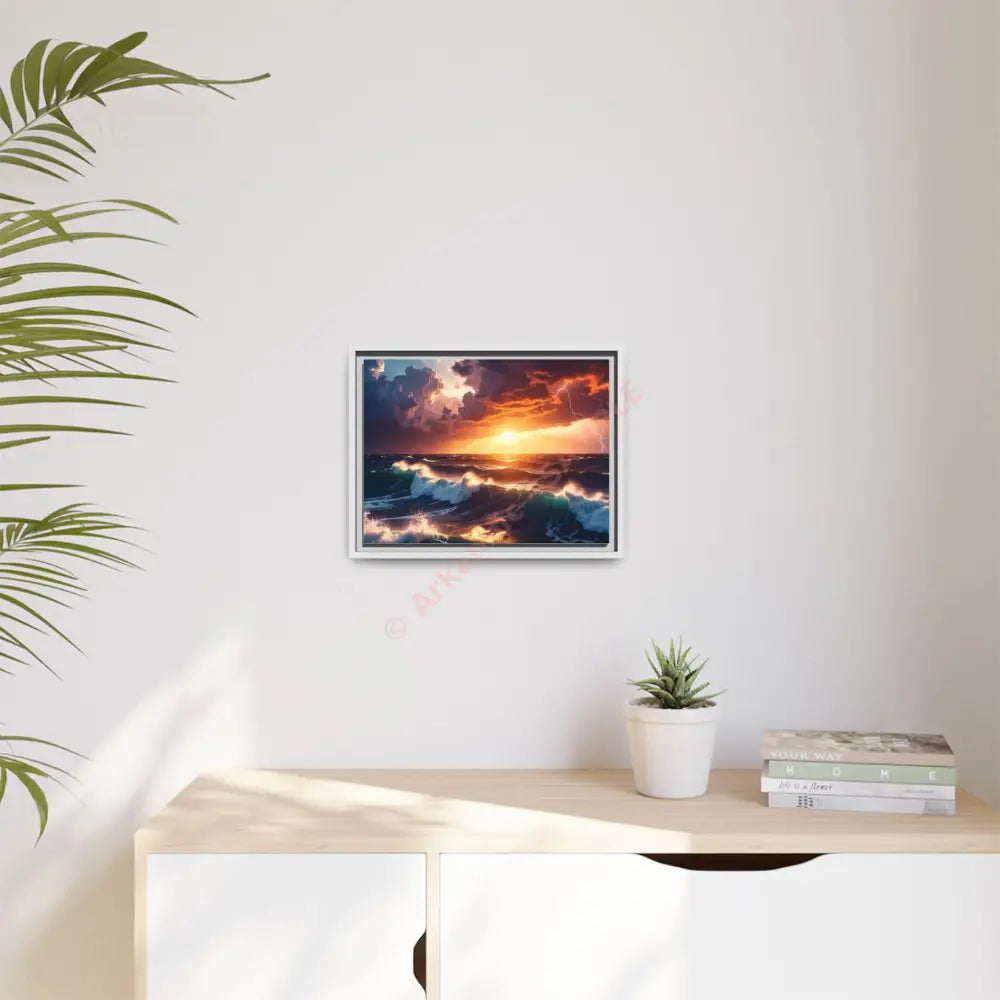 Ocean Sunset Framed Canvas Art Seascape Wall Art Coastal Theme Home Decor Perfect Gift for Nature Lovers Canvas