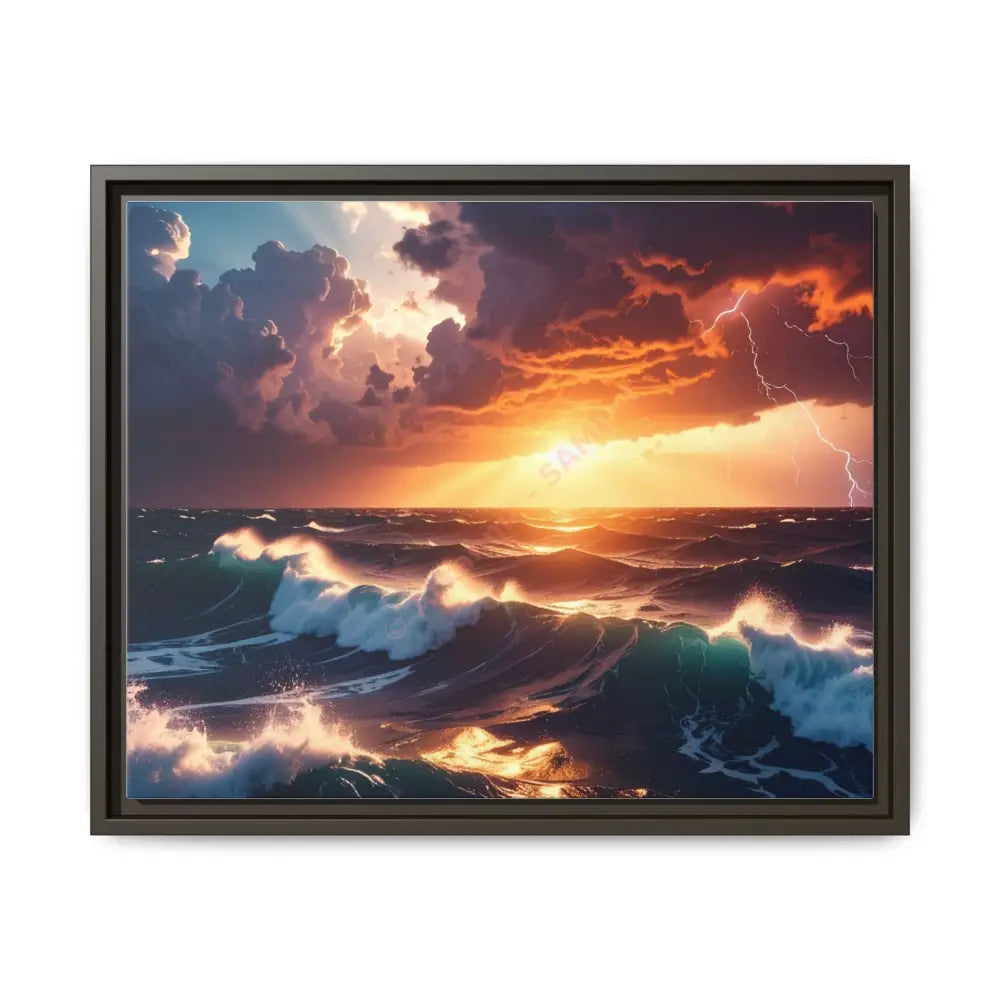Ocean Sunset Framed Canvas Art Seascape Wall Art Coastal Theme Home Decor Perfect Gift for Nature Lovers 20″ x 16″