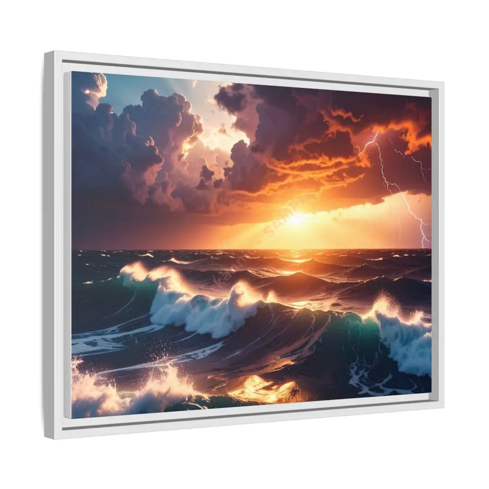 Ocean Sunset Framed Canvas Art Seascape Wall Art Coastal Theme Home Decor Perfect Gift for Nature Lovers Canvas