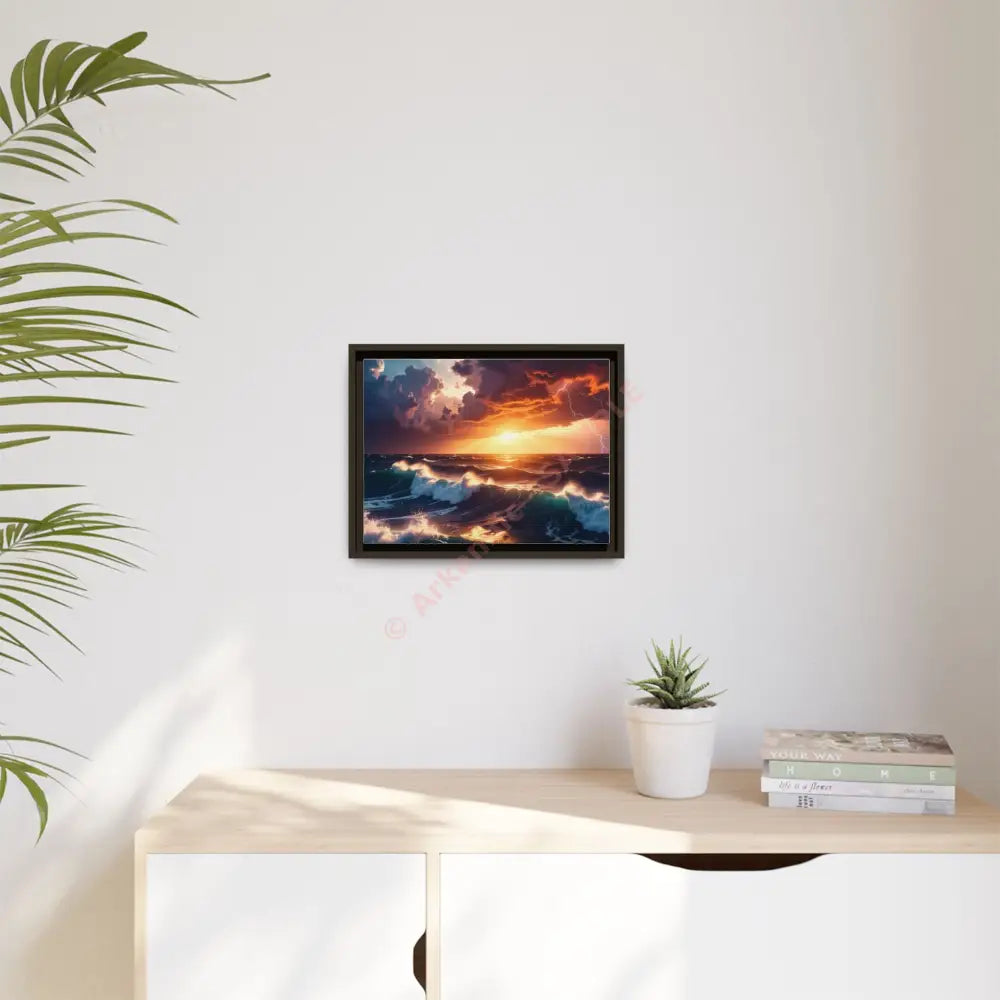 Ocean Sunset Framed Canvas Art Seascape Wall Art Coastal Theme Home Decor Perfect Gift for Nature Lovers Canvas