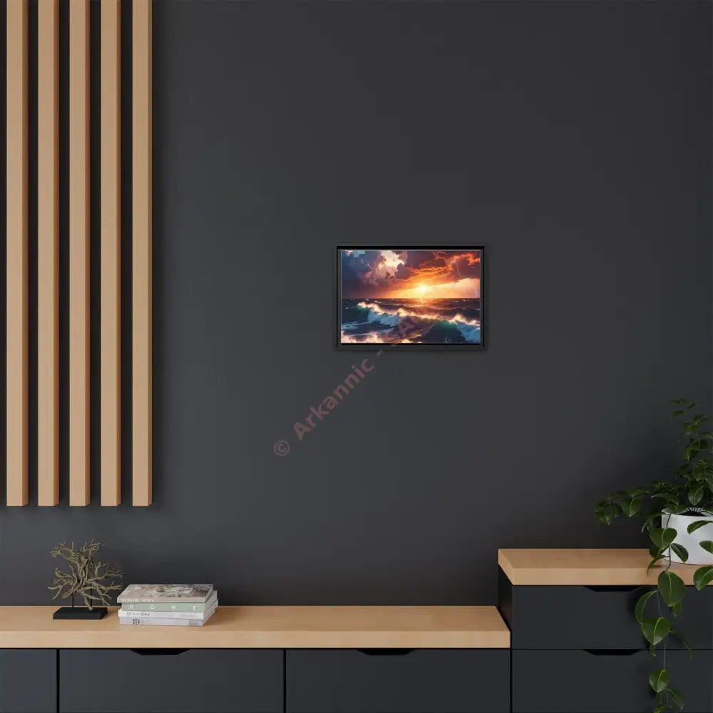Ocean Sunset Framed Canvas Art Seascape Wall Art Coastal Theme Home Decor Perfect Gift for Nature Lovers Canvas