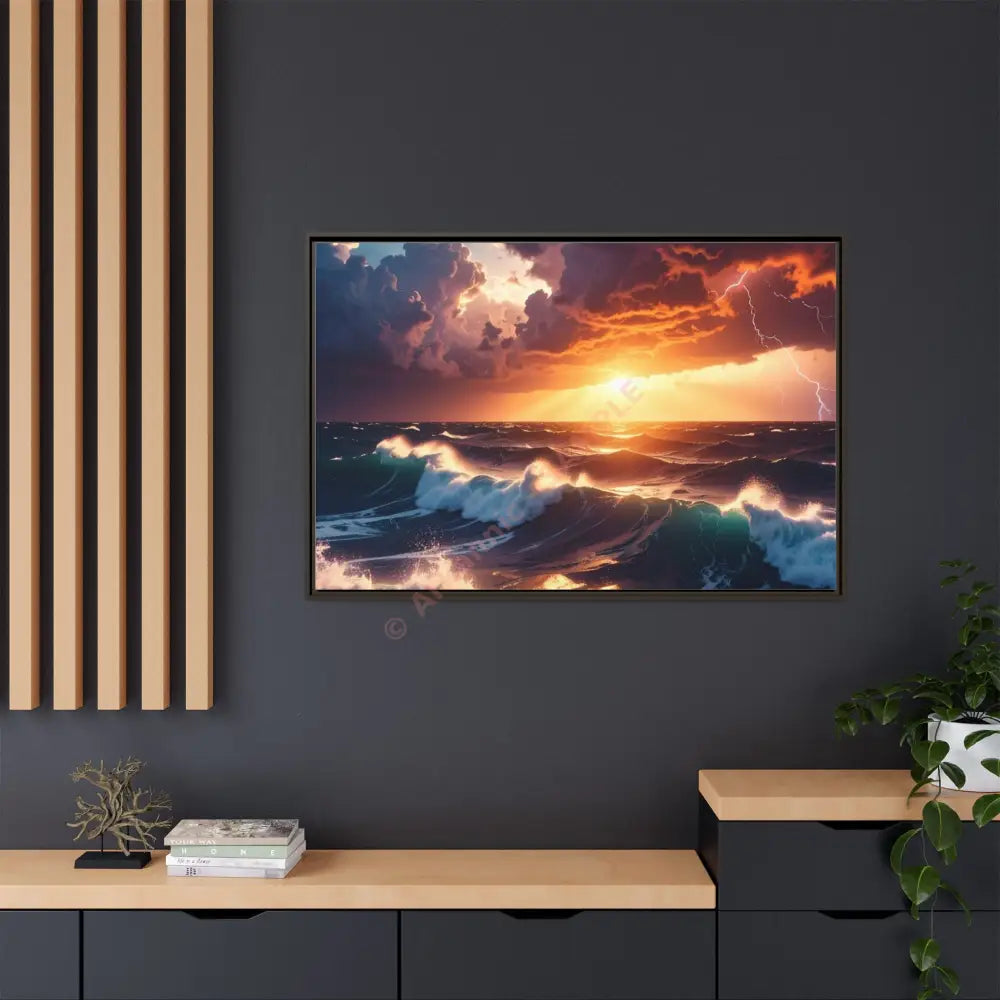 Ocean Sunset Framed Canvas Art Seascape Wall Art Coastal Theme Home Decor Perfect Gift for Nature Lovers Canvas