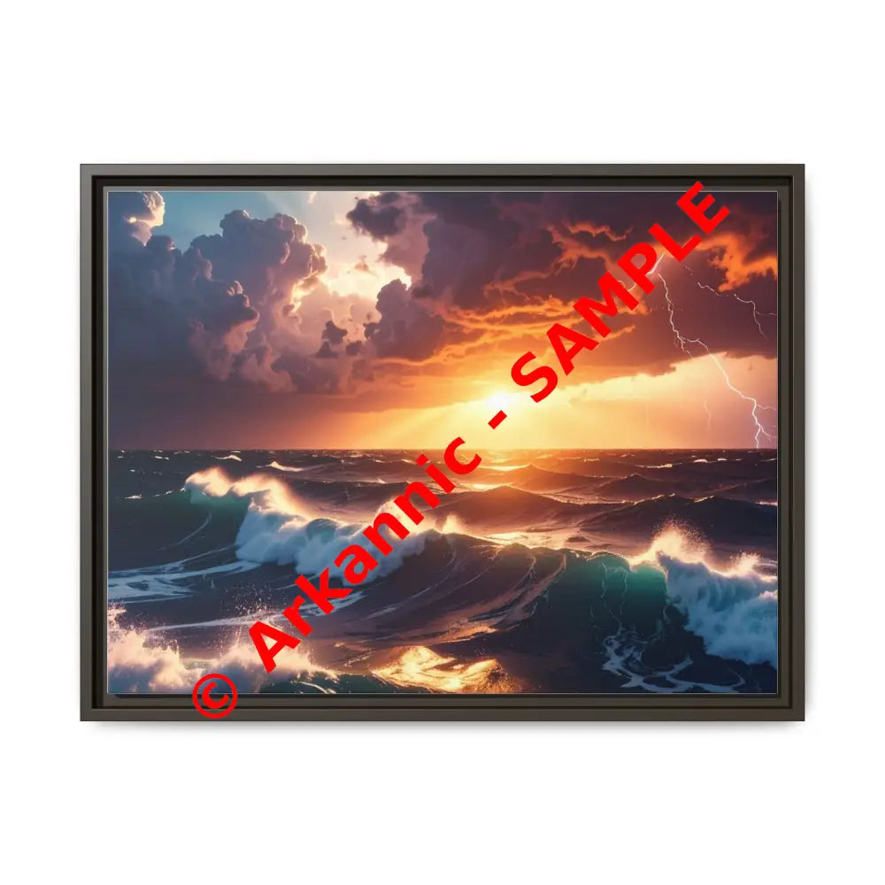Ocean Sunset Framed Canvas Art Seascape Wall Art Coastal Theme Home Decor Perfect Gift for Nature Lovers 24″ x 18″