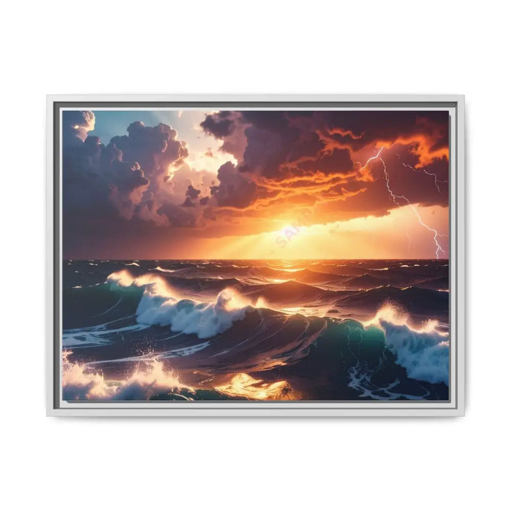 Ocean Sunset Framed Canvas Art Seascape Wall Art Coastal Theme Home Decor Perfect Gift for Nature Lovers 24″ x 18″