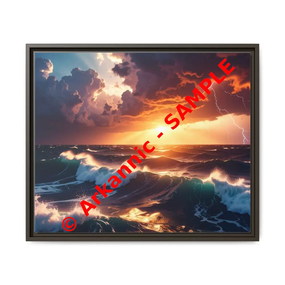 Ocean Sunset Framed Canvas Art Seascape Wall Art Coastal Theme Home Decor Perfect Gift for Nature Lovers 24’’ x 20’’