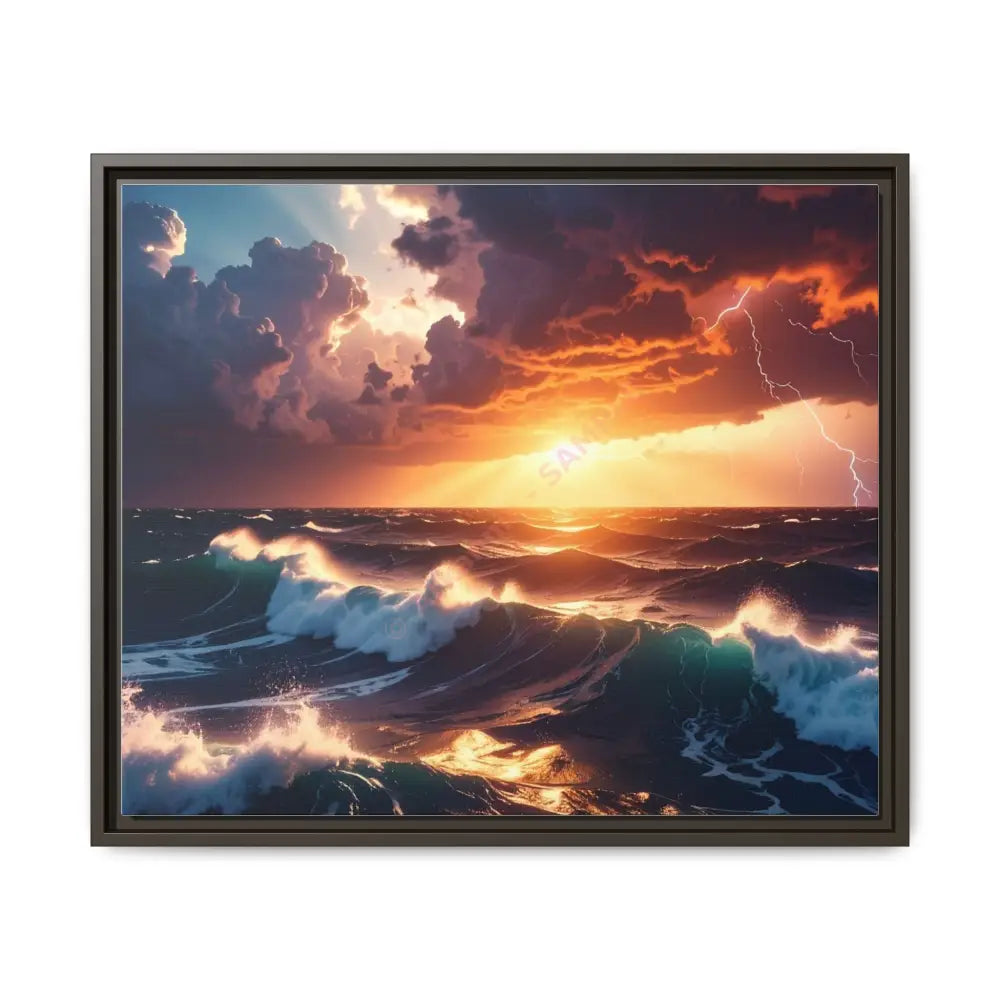Ocean Sunset Framed Canvas Art Seascape Wall Art Coastal Theme Home Decor Perfect Gift for Nature Lovers 24’’ x 20’’