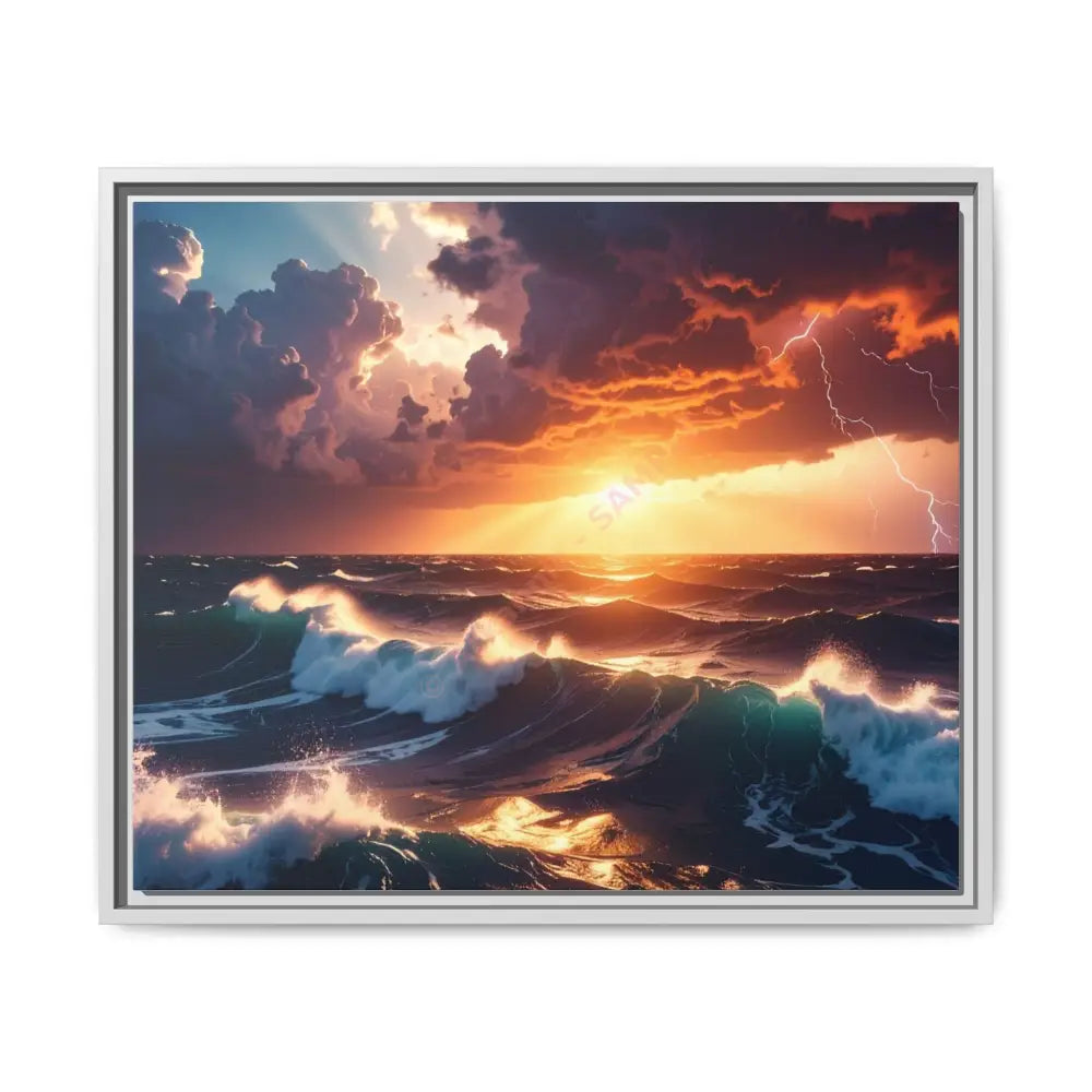 Ocean Sunset Framed Canvas Art Seascape Wall Art Coastal Theme Home Decor Perfect Gift for Nature Lovers 24’’ x 20’’