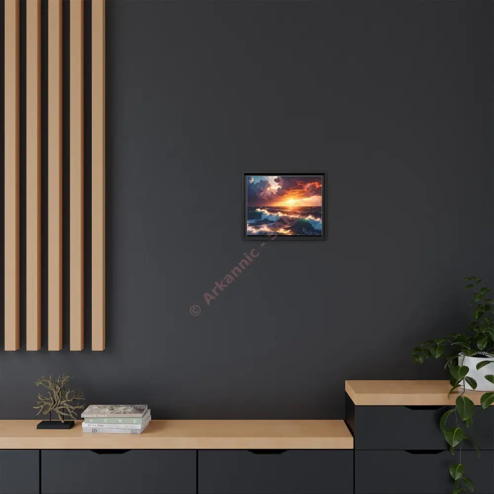 Ocean Sunset Framed Canvas Art Seascape Wall Art Coastal Theme Home Decor Perfect Gift for Nature Lovers Canvas