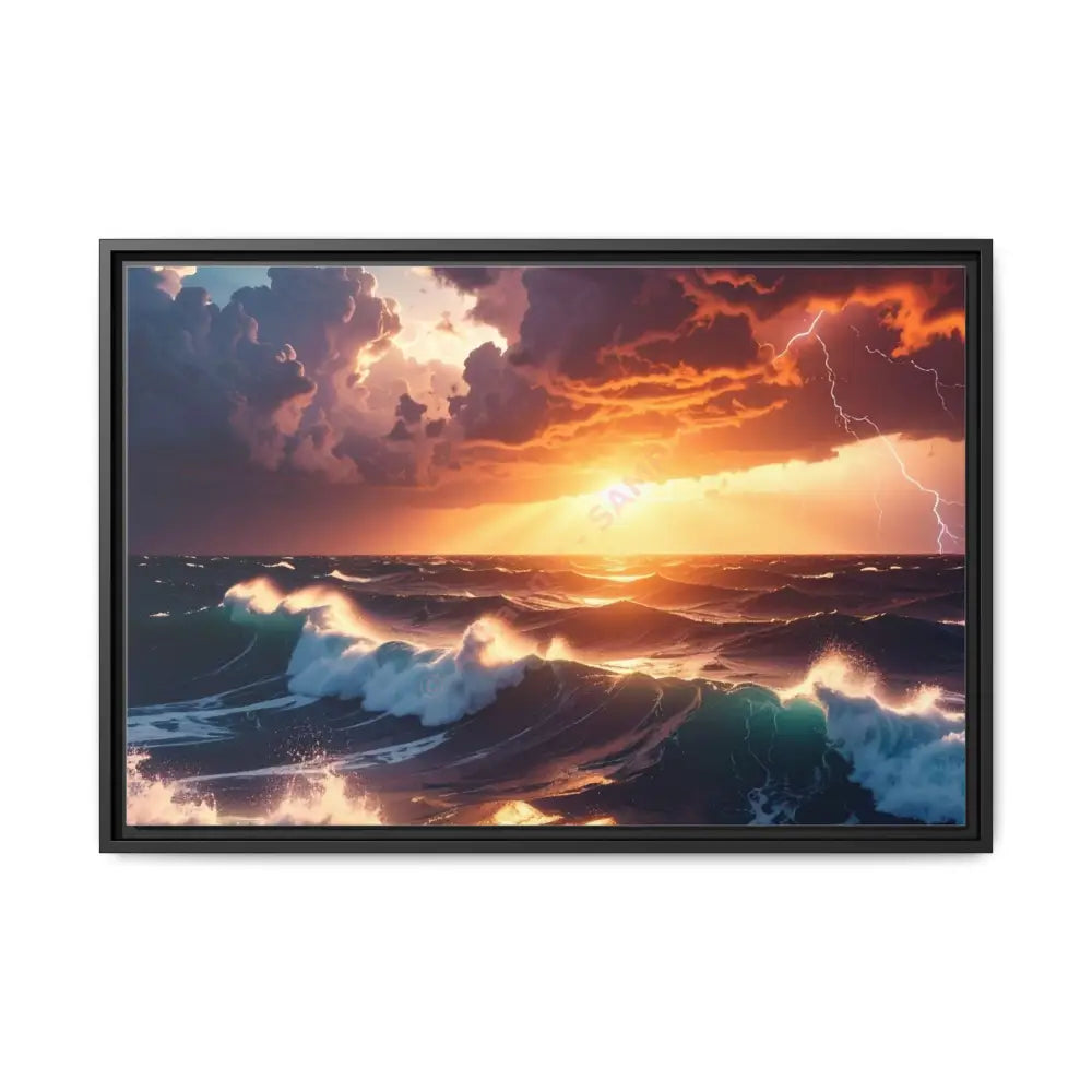 Ocean Sunset Framed Canvas Art Seascape Wall Art Coastal Theme Home Decor Perfect Gift for Nature Lovers 30″ x 20″