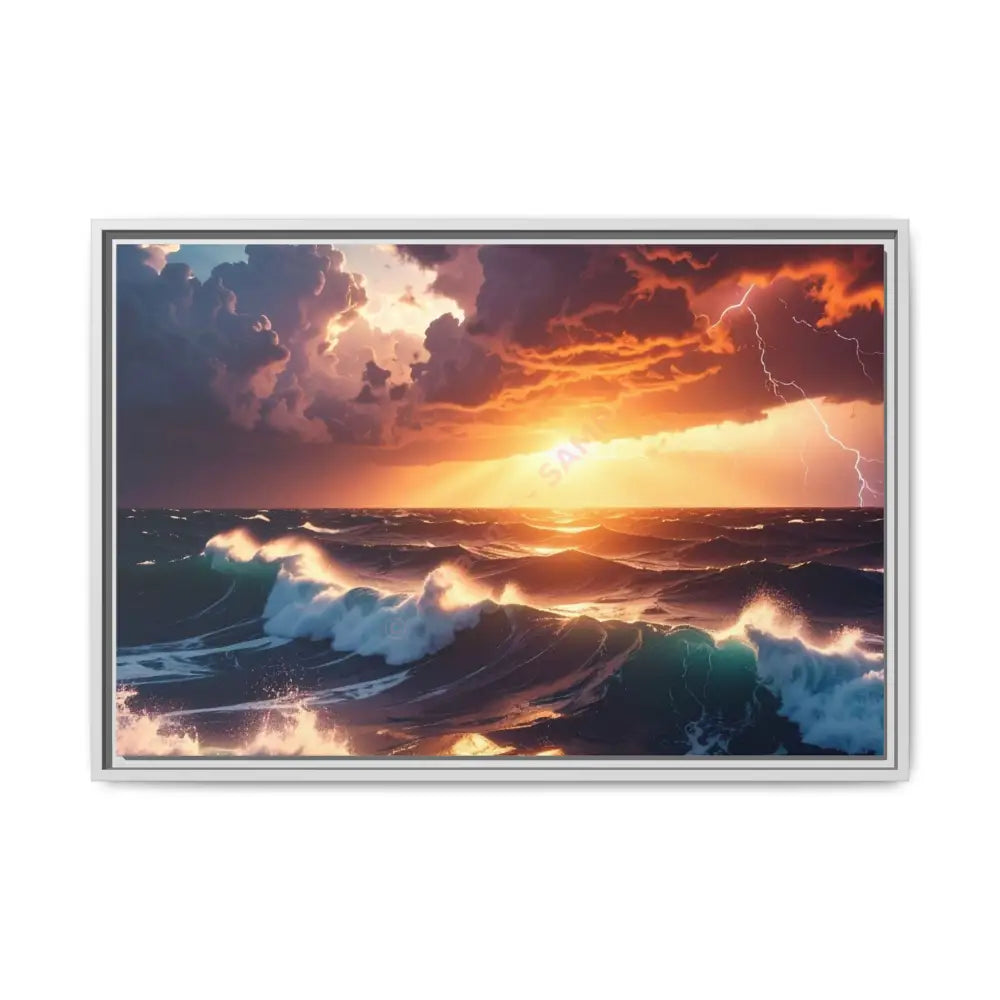 Ocean Sunset Framed Canvas Art Seascape Wall Art Coastal Theme Home Decor Perfect Gift for Nature Lovers 30″ x 20″
