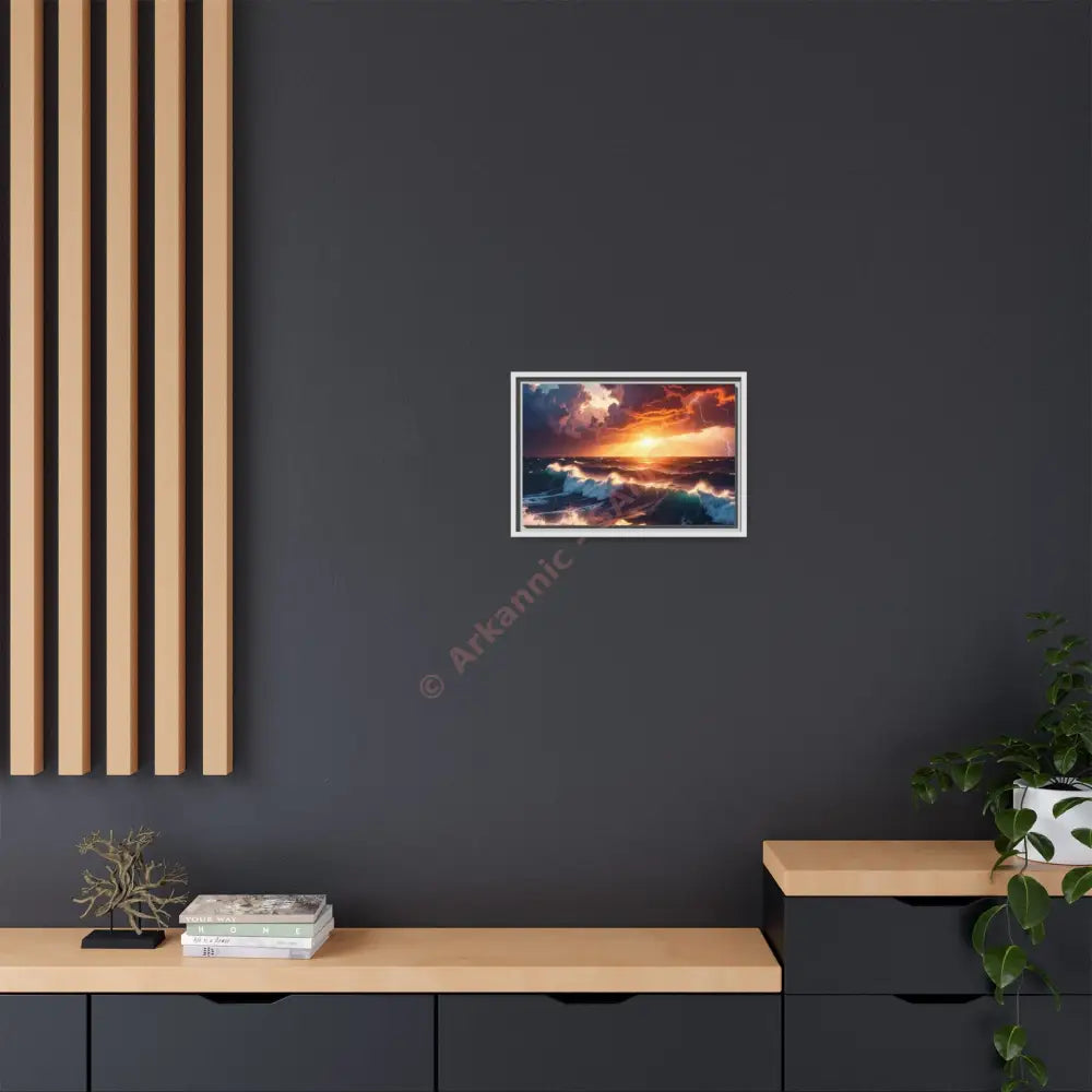 Ocean Sunset Framed Canvas Art Seascape Wall Art Coastal Theme Home Decor Perfect Gift for Nature Lovers Canvas