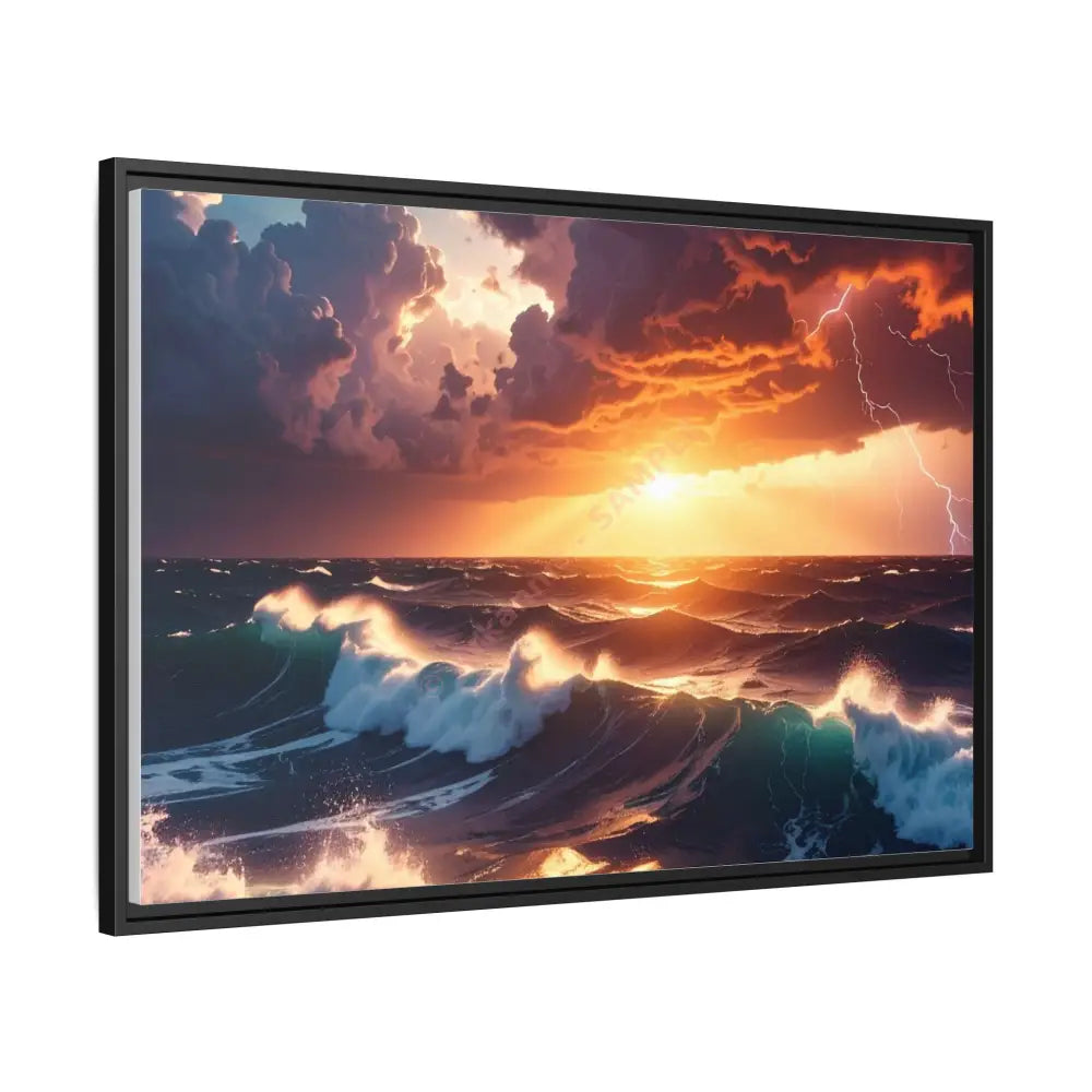 Ocean Sunset Framed Canvas Art Seascape Wall Art Coastal Theme Home Decor Perfect Gift for Nature Lovers Canvas
