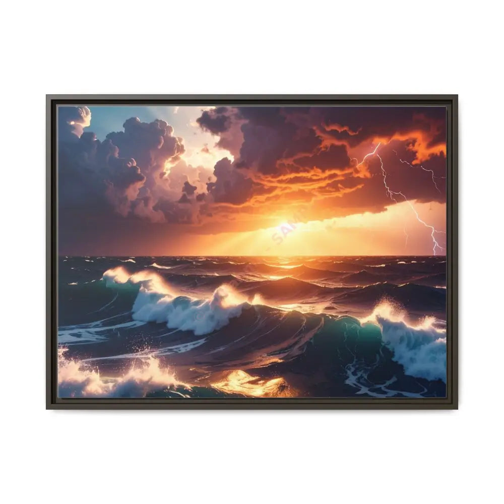 Ocean Sunset Framed Canvas Art Seascape Wall Art Coastal Theme Home Decor Perfect Gift for Nature Lovers 32’’ x 24’’